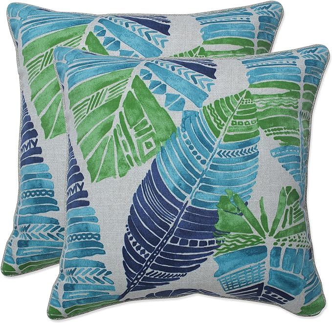 Pillow Perfect Outdoor/Indoor Hixon Caribe Throw Pillow, 16.5" x 16.5", Blue, 2 Count       Send ... | Amazon (US)
