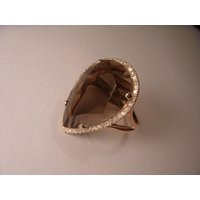 Magnificent 14K Pink Rose Gold Smokey Topaz Brown Quartz Micropave Diamond Ring | Etsy (US)