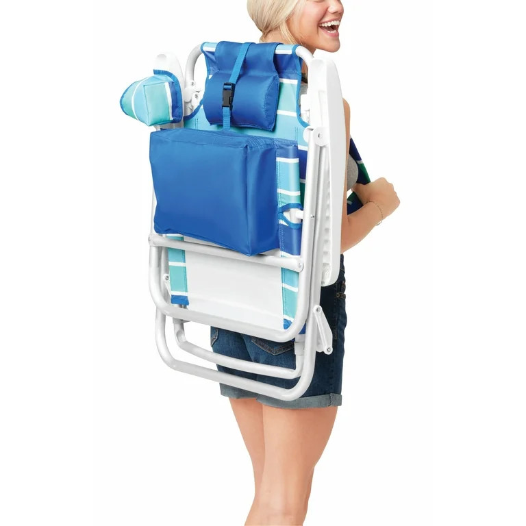 Mainstays Reclining and Lay Flat Backpack Beach Chair | Walmart (US)