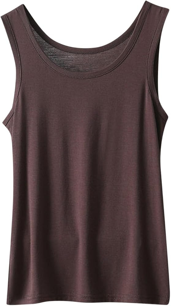 Solid Soft Sleeveless Undershirt for Women Basic Layer Tank Top Stretch Casual Camisole Slim Fit ... | Amazon (US)