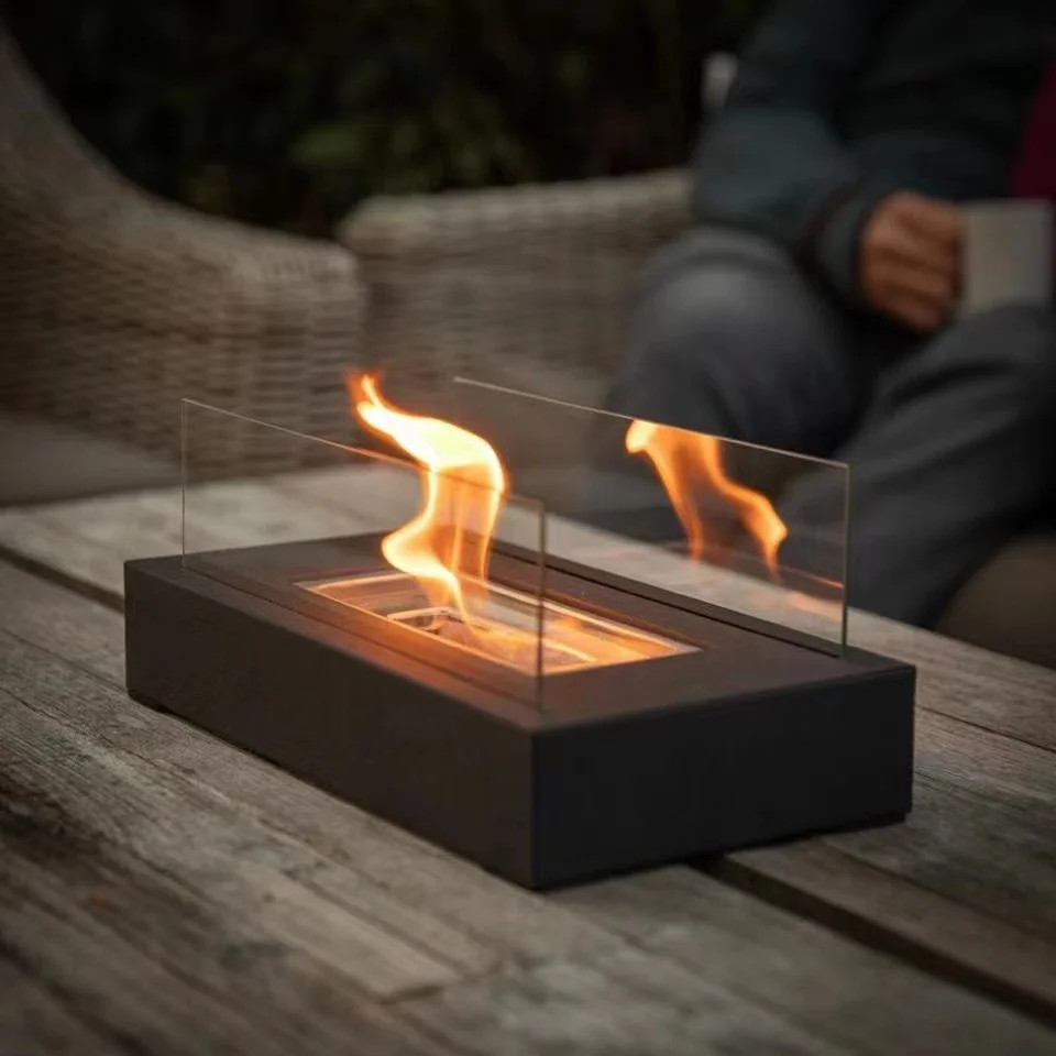 TNYI Black Portable Mini Tabletop Fire Pit with Real Flame Smokeless Odorless Bio Ethanol Fuel Ta... | Walmart (US)