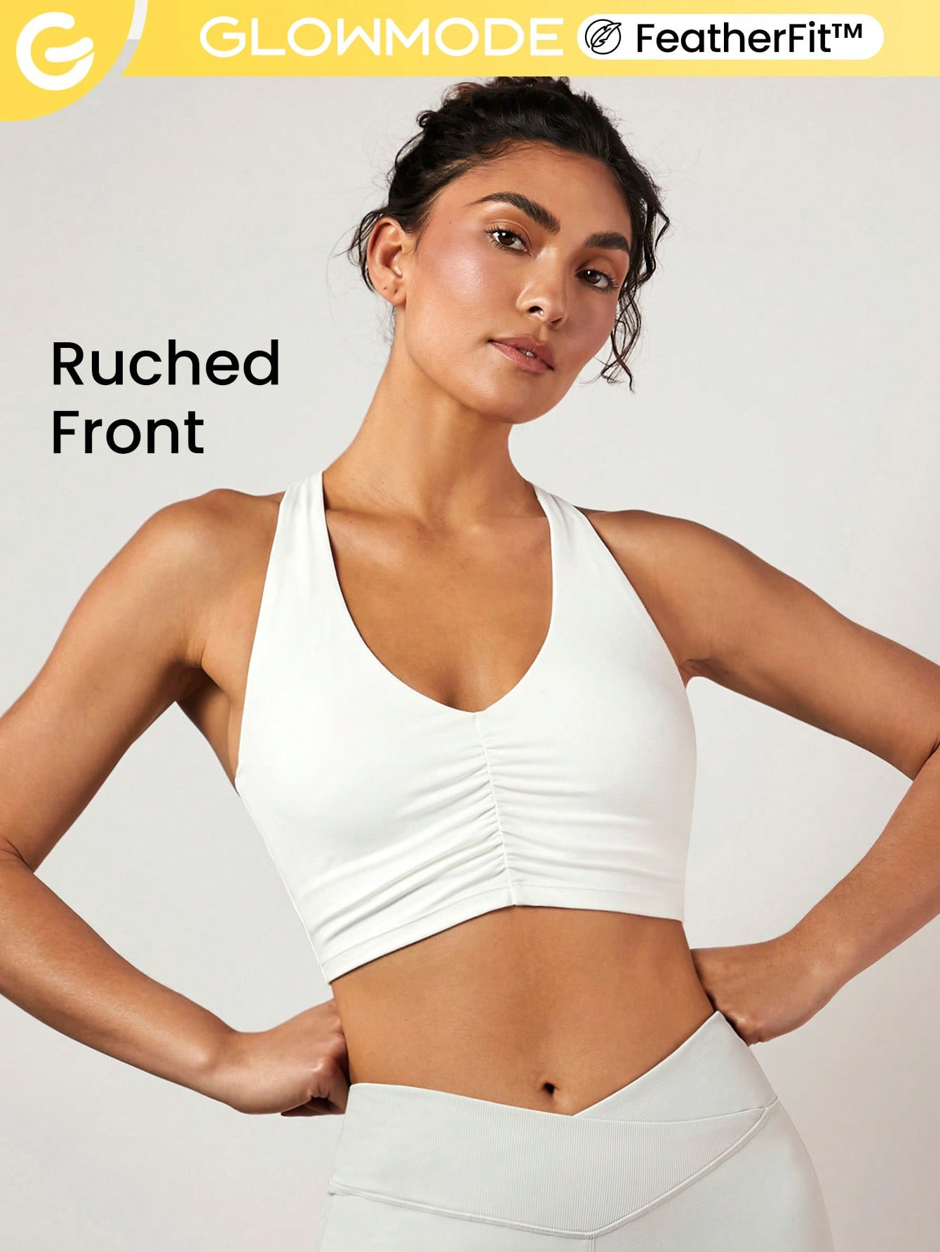 GLOWMODE FeatherFit™ Ruched Racerback Sports Bra | SHEIN