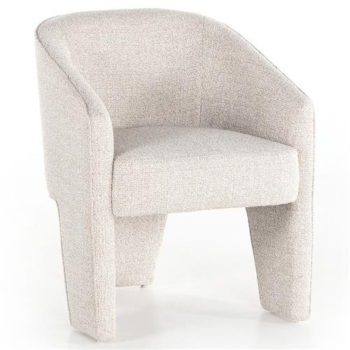 Fara Modern Classic Grey Upholstered Boucle Barrel Dining Chair | Kathy Kuo Home