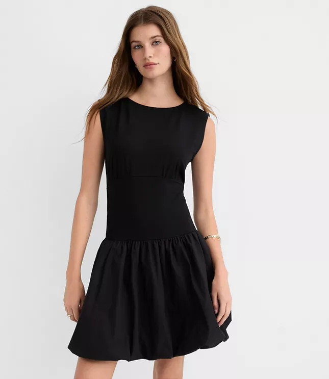 Mixed Media Bubble Dress | LOFT