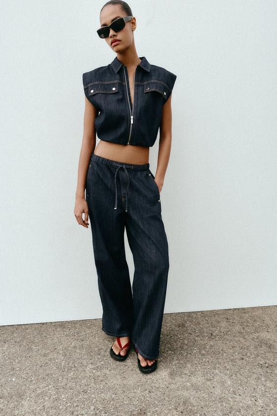 Z1975 MID-RISE WIDE LEG JOGGER JEANS | Zara US