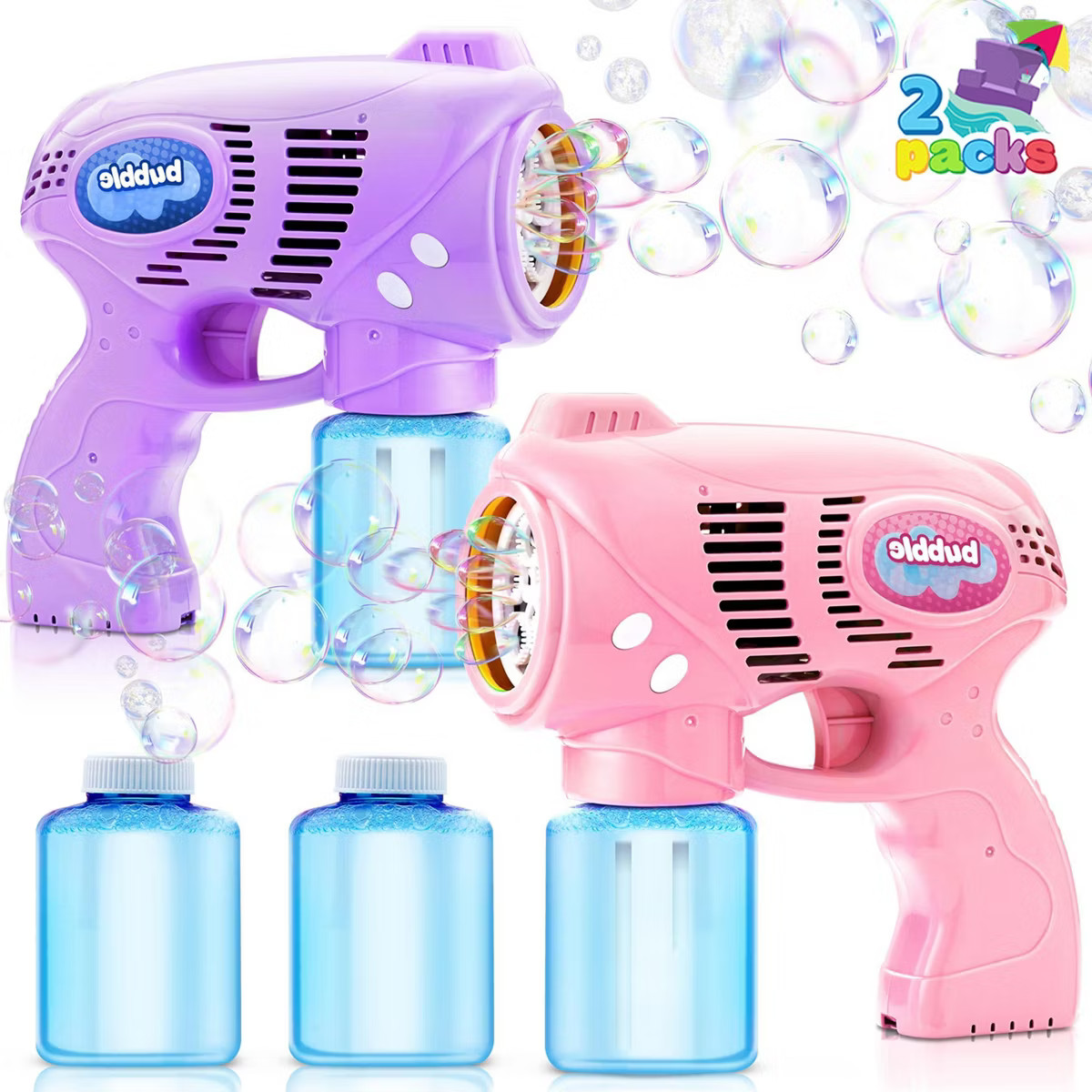 Joyfy 2 Packs Bubble Blaster with Refill Solution, Automatic Bubble Machine Toys for Kids, Toddle... | Target