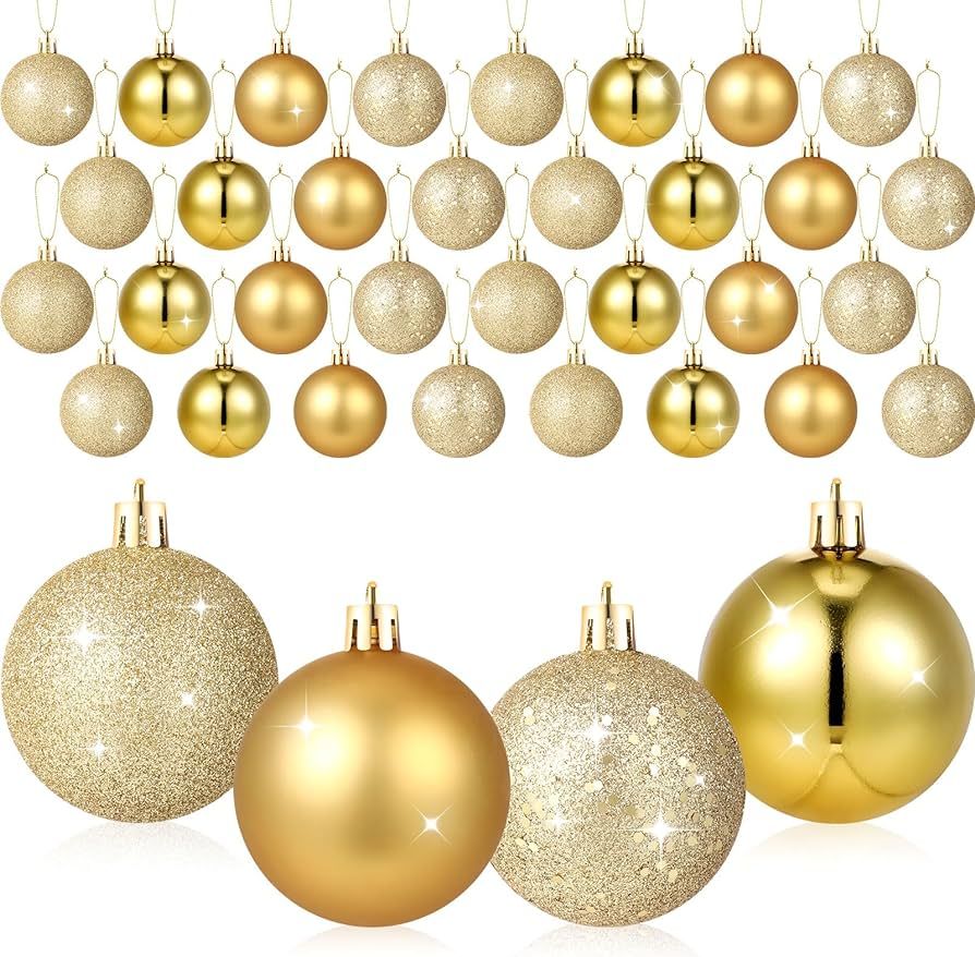 BBTO 36 Pcs Christmas Ball Ornament Xmas Balls Christmas Tree Pendants Baubles Balls Set Christma... | Amazon (US)