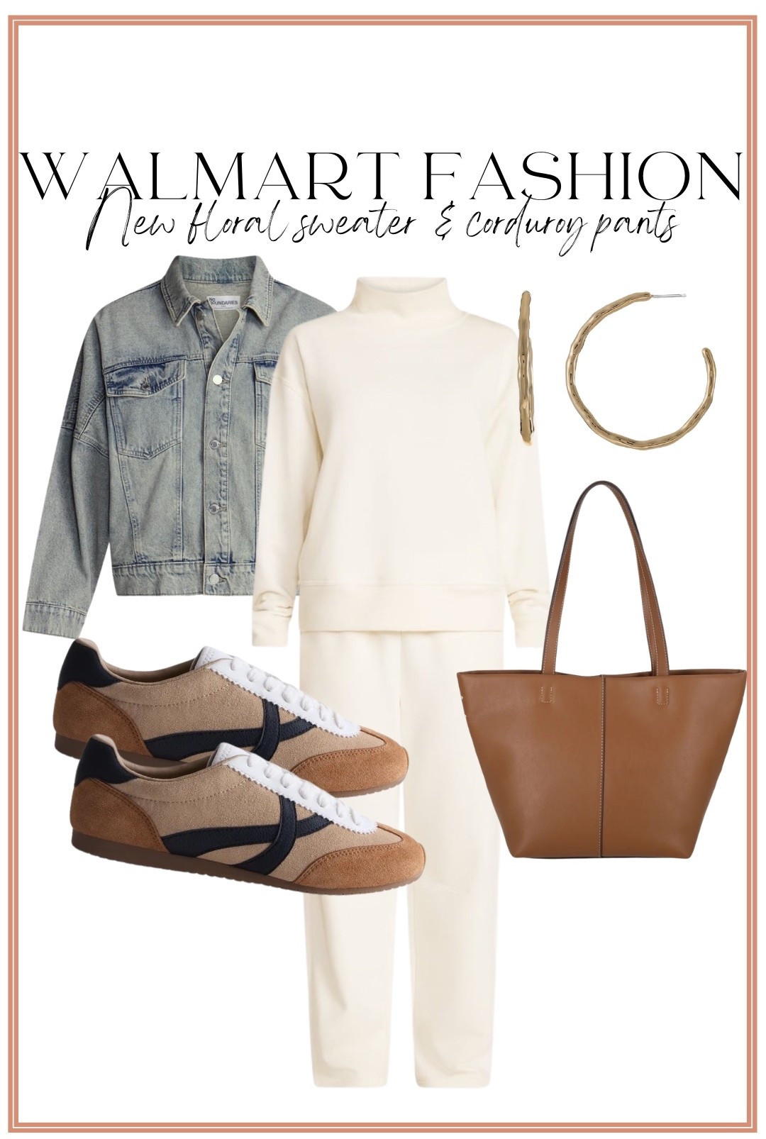 The cutest comfy Walmart outfit! 🤍 This new matching set looks SO cozy while still feeling polished and put together. I love the creamy neutral color paired with the oversized denim jacket and these new neutral sneakers! 👟🤎 Add a classic brown tote + gold hoops and you have the easiest Walmart outfit for running errands, travel, school pickup or an everyday casual look. Walmart fashion is seriously bringing the elevated basics right now! 😍

#walmartfashion #walmartfinds #walmartstyle #walmartnewarrivals #walmartoutfit #matchingset #comfyoutfit #casualstyle #affordablefashion #affordablestyle #denimjacket #everydayoutfit

#LTKootd #LTKPetite