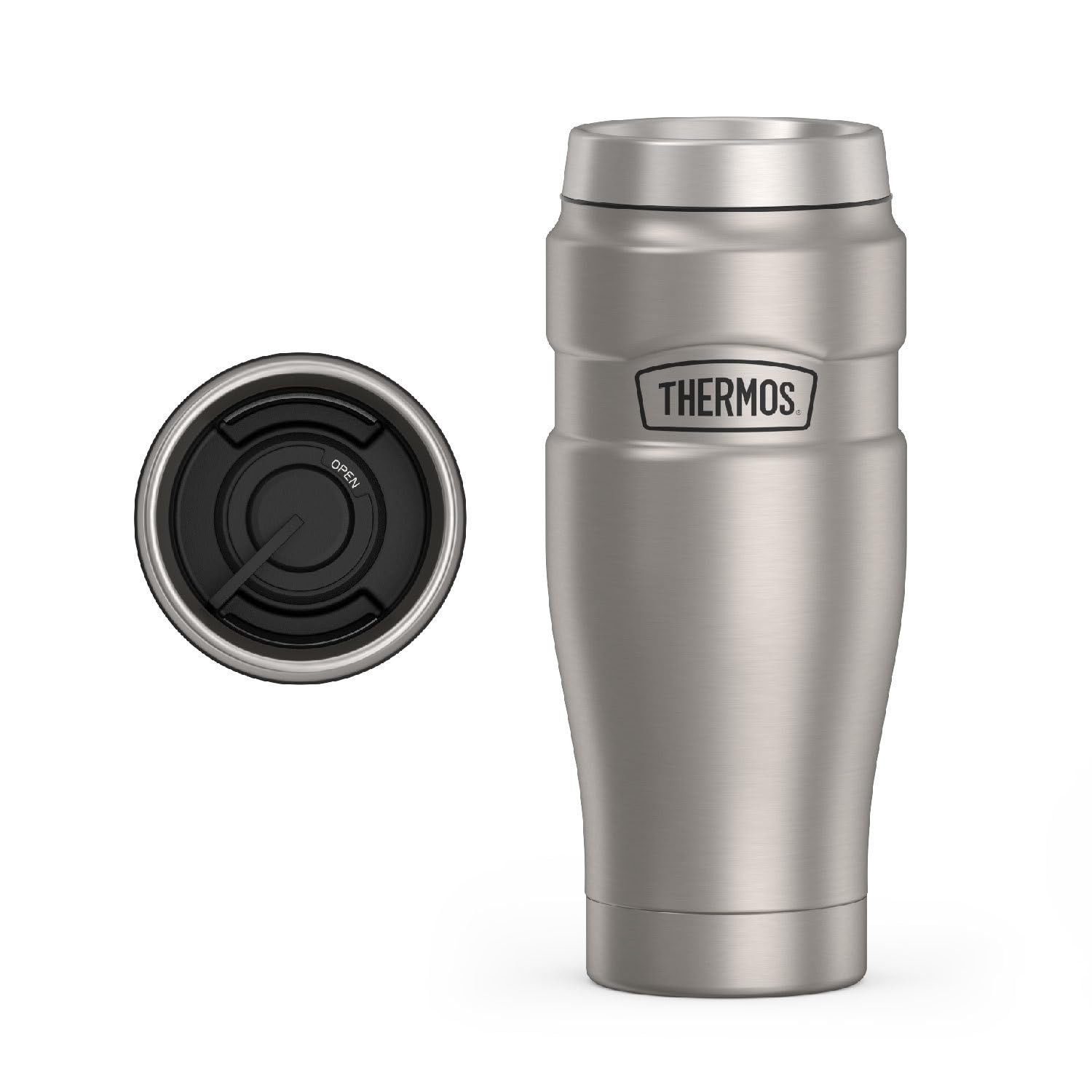 THERMOS Stainless King Vacuum-Insulated Travel Tumbler, 16 Ounce, Matte Steel | Amazon (US)
