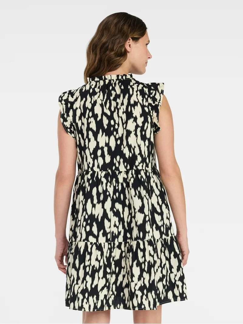 Time and Tru Women\u2019s and Women\u2019s Plus Flutter Sleeve Cotton Mini Dress, Sizes XS-4X | Walmart (US)