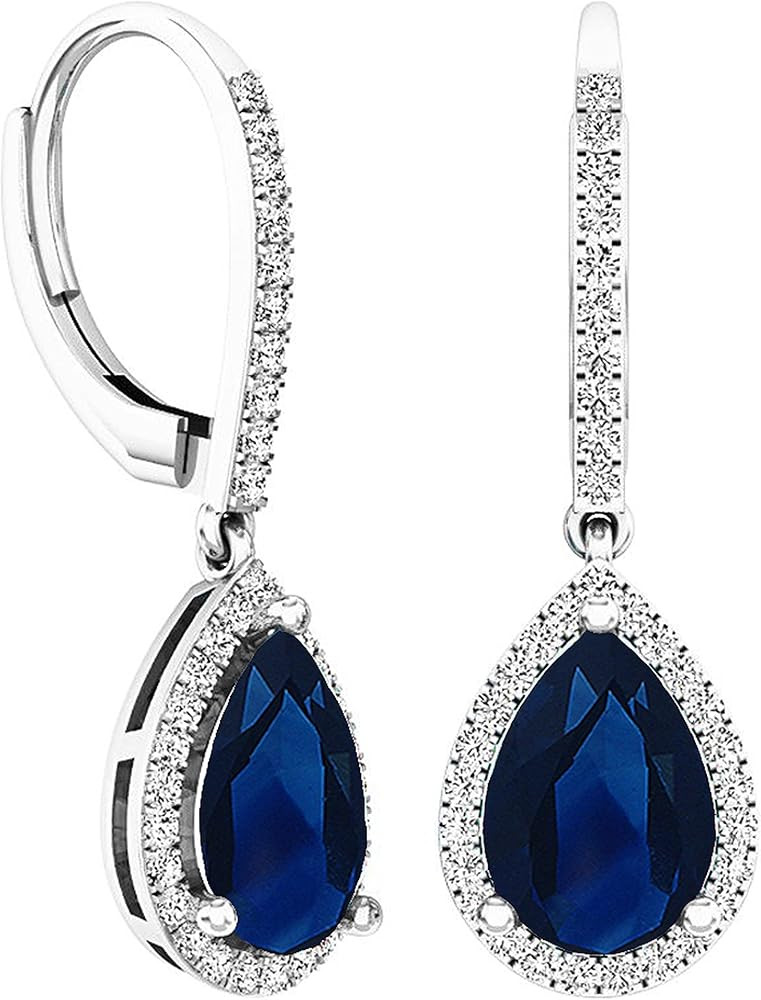 Dazzlingrock Collection 10X7 MM Each Pear Lab Created Gemstone & Round Diamond Ladies Teardrop Da... | Amazon (US)