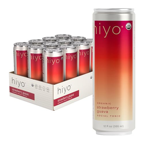 Hiyo Organic Social Tonic – Strawberry Guava, 12 Pack - Non-Alcoholic Functional Seltzer, Flavored Sparkling Water Crafted with Organic Adaptogens, Nootropics & Botanicals | Amazon (US)