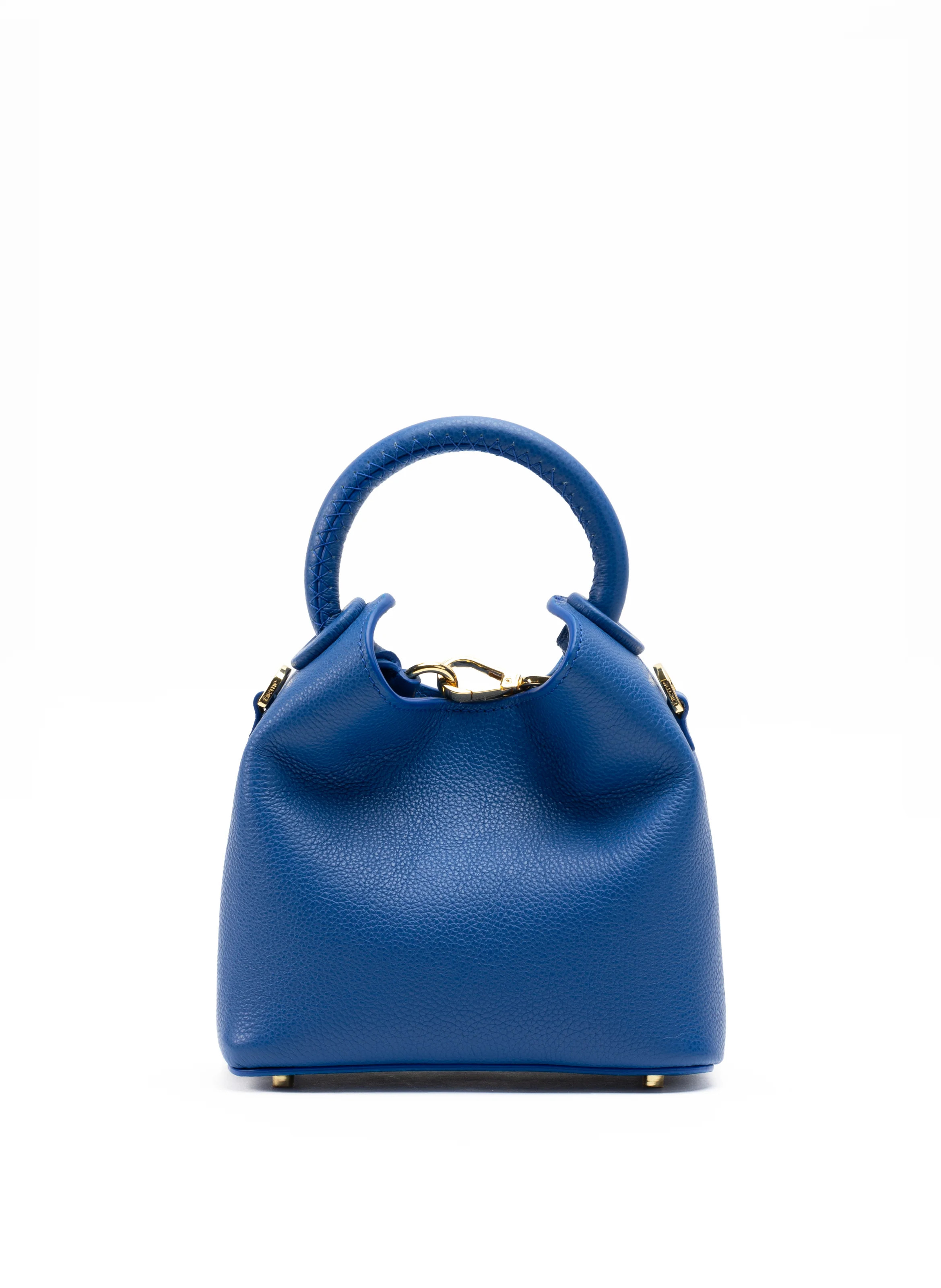 Madeleine Pebbled Leather Azure Blue - French Leather Bags - Elleme | Elleme