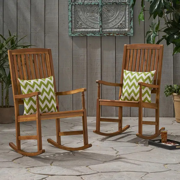 Arcadia Acacia Wood Rocking Chairs (Set of 2) by Christopher Knight Home - Teak | Bed Bath & Beyond