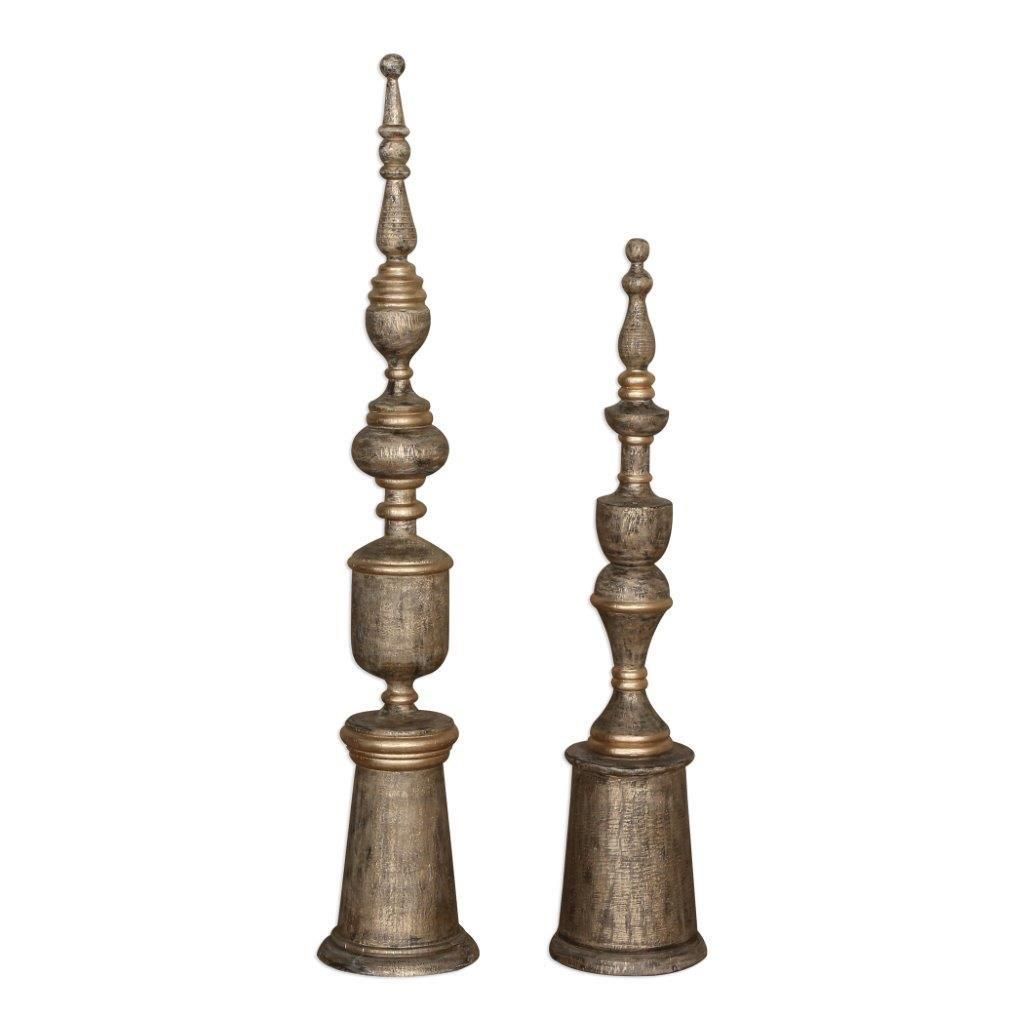 Uttermost Nalini Antique Gold Finials Set Of 2 | 1stopbedrooms