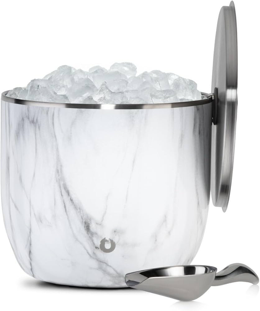 SNOWFOX XL Premium Vacuum Insulated Double Wall Stainless Steel Ice Bucket with Lid/Scoop-Bar Acc... | Amazon (US)
