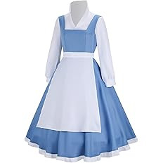Beauty Belle Cosplay Costume Maid Blue Dress Women Girls Princess Halloween Carnival Fancy Dress ... | Amazon (US)