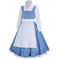 Beauty Belle Cosplay Costume Maid Blue Dress Women Girls Princess Halloween Carnival Fancy Dress ... | Amazon (US)