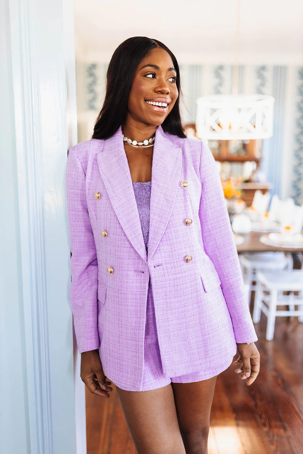 Tucker Tweed Blazer - Lavender | BuddyLove