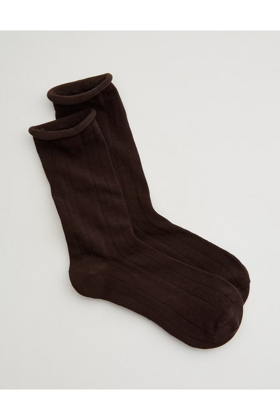 Aerie Knit Pointelle Crew Socks Women's Deep Earth One Size | American Eagle Outfitters (US & CA)