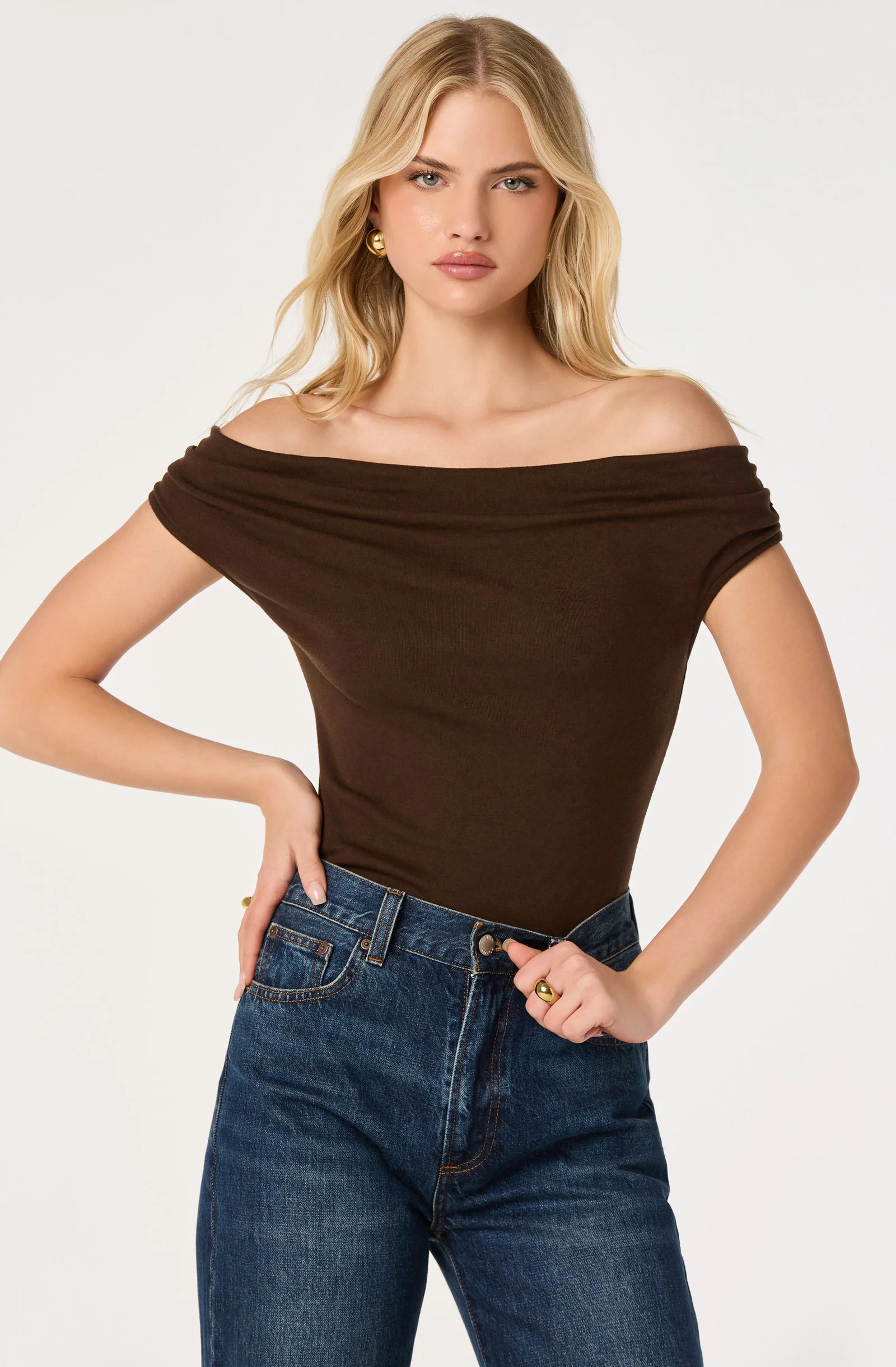 Beverly Off-Shoulder Knit Top - Dark brown / XS | ASTR The Label (US)