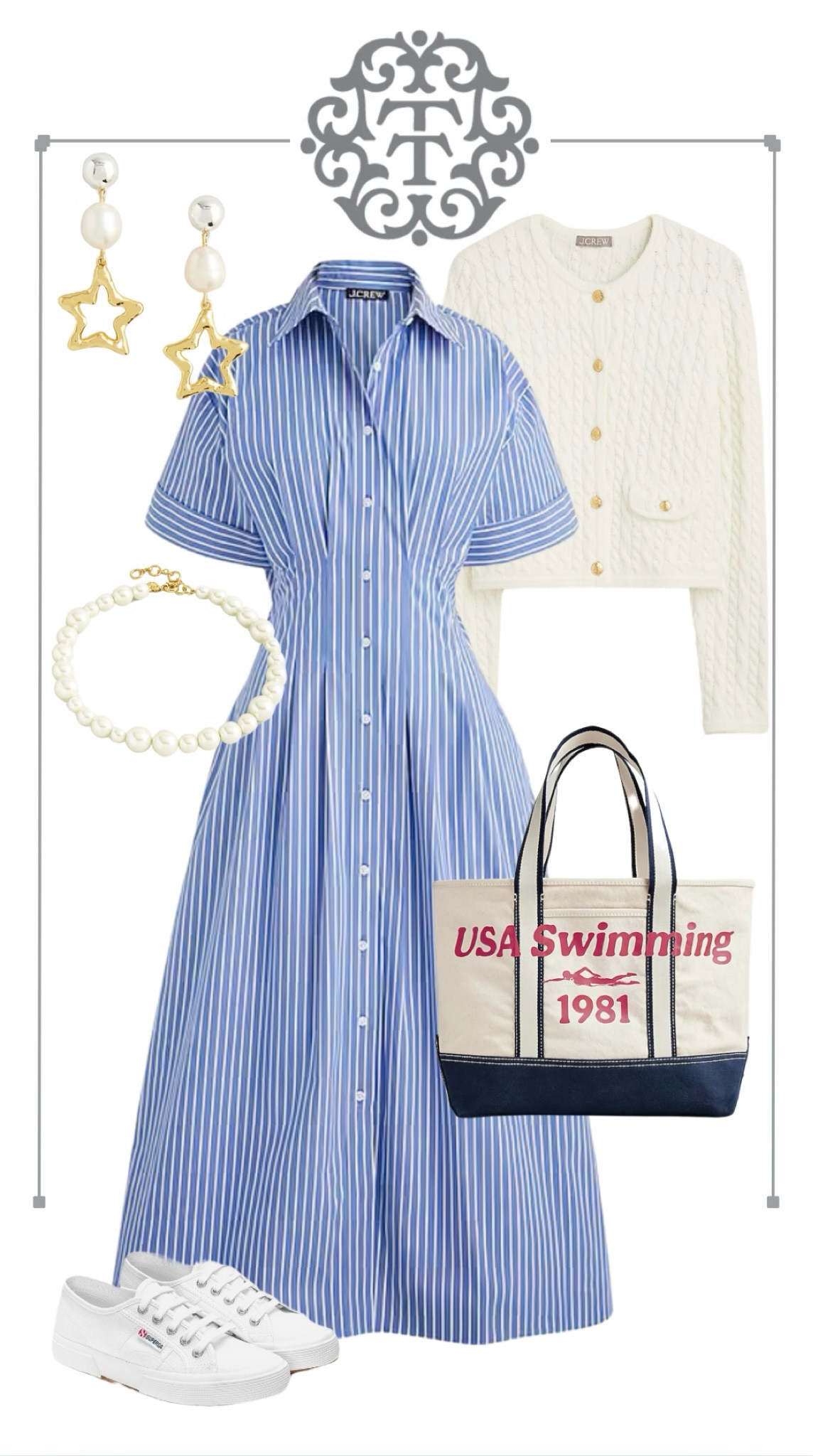 Love this dress! Blue and white stripes and a USA tote! 

#LTKStyleTip #LTKMidsize #LTKOver40