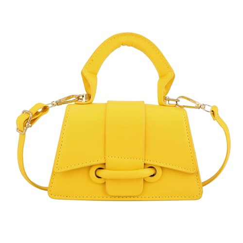 Ayliss Mini Crossbody Handbag Women Mini Purse Handbag Clutch Cute Mini Trendy Bag Top Handle PU Leather Shoulder Bag (Yellow) | Amazon (US)