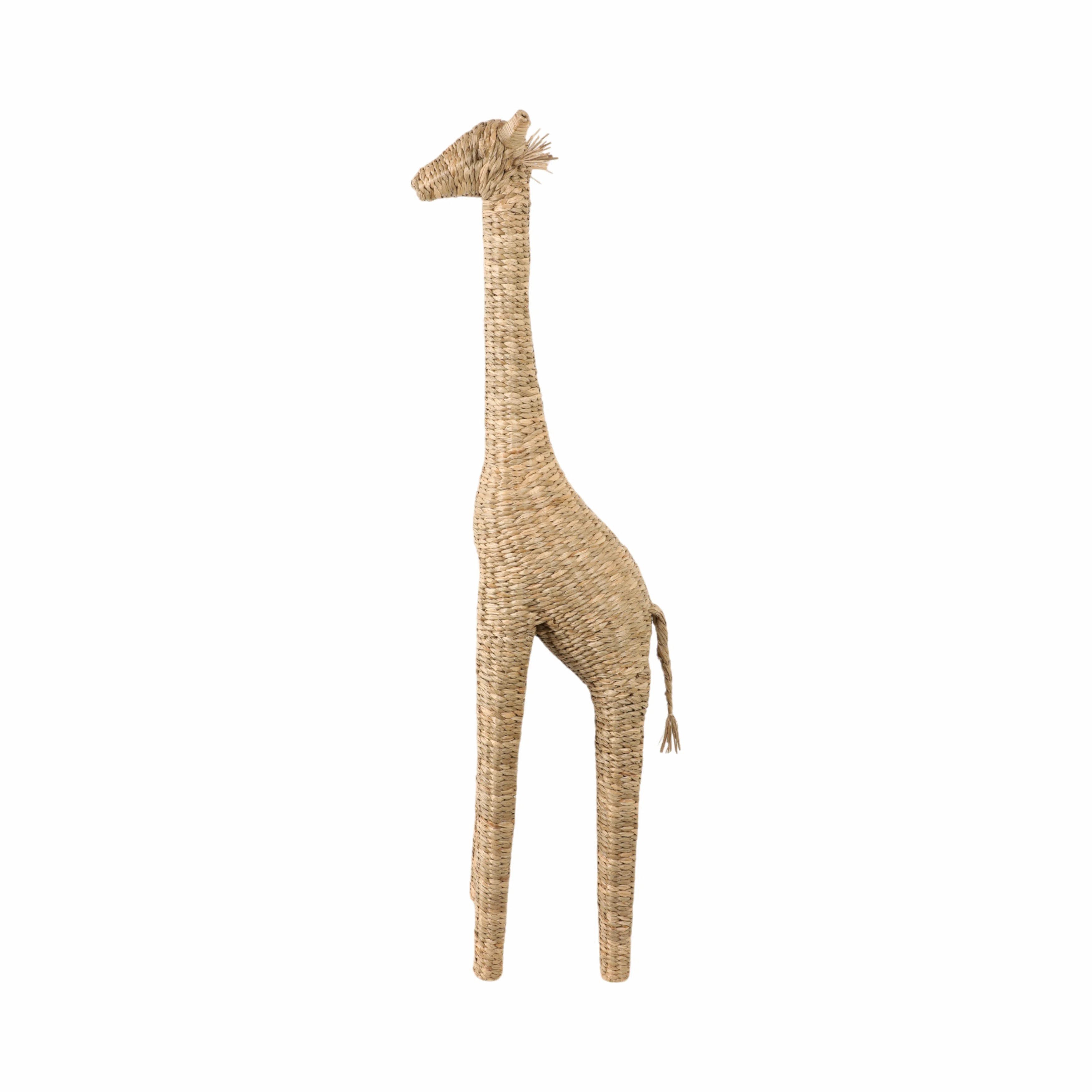 Denisha Boho Glam Giraffe Sculpture Handwoven Wood and Jute Animal Figurine with Natural Texture ... | Wayfair North America