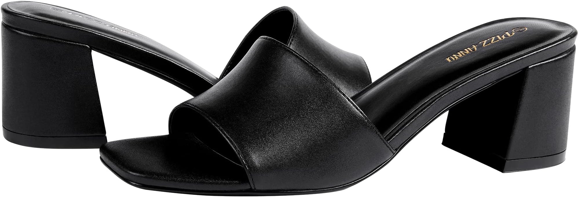 PIZZ ANNU Women's Square Open Toe Heels Sandals Low Block Chunky Heeled Sandal Slip on Mules Comf... | Amazon (US)