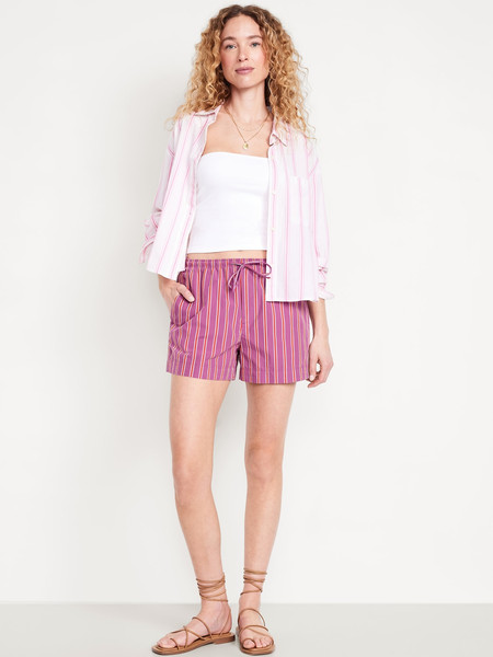 High-Waisted Poplin Pull-On Shorts -- 3.5-inch inseam | Old Navy (US)