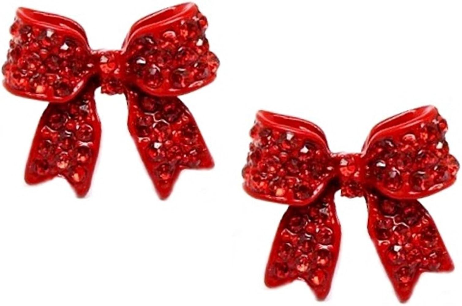 Adorable 3/4" Christmas Holiday Ribbon Bow Crystal Stud Earrings Fashion Jewelry Gift, Christmas Sto | Amazon (US)