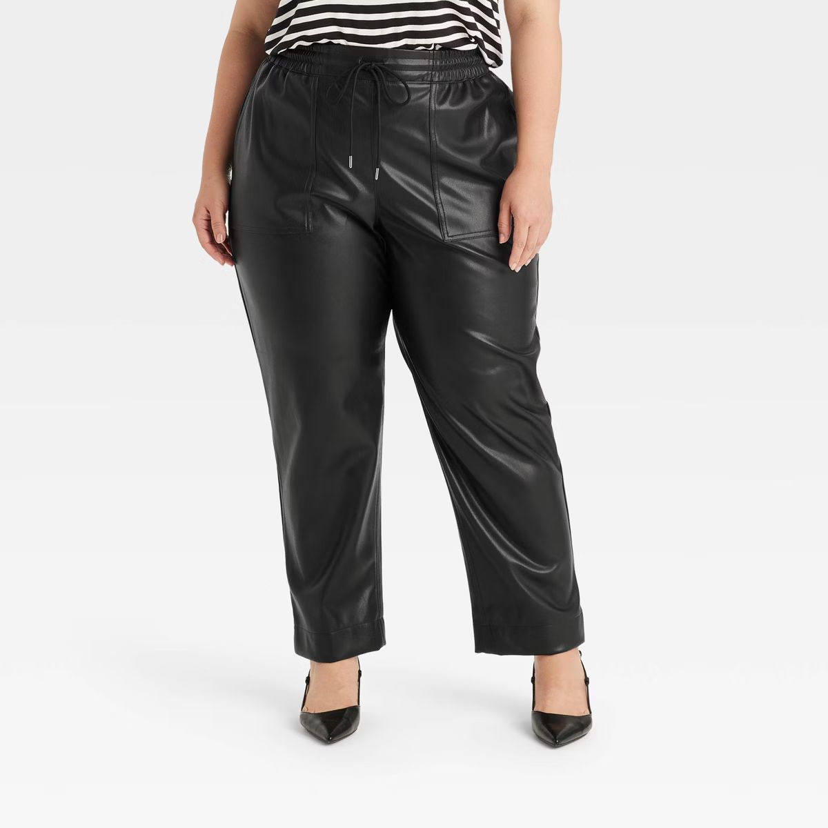 Women's High-Rise Faux Leather Tapered Ankle Pull-On Pants - A New Day™ | Target