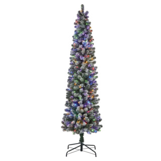 NOMA Pre-Lit Bennet Pencil Christmas Tree, 200 Colour-Changing LED Lights, 7-ft | Canadian Tire