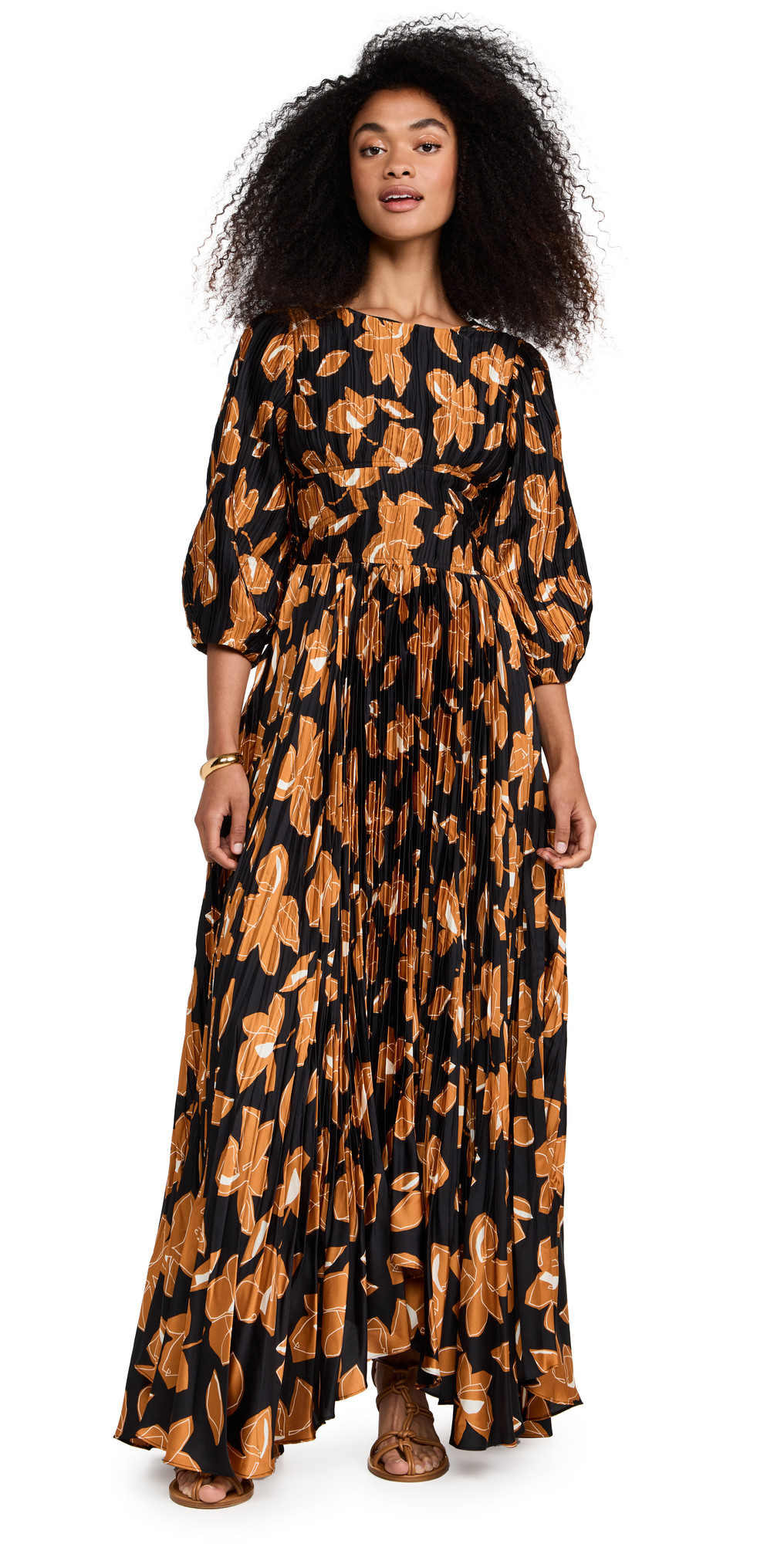 Jonathan Simkhai Ames Collage Floral Print Three Quarter Sleeve Midi Dress | SHOPBOP | Shopbop