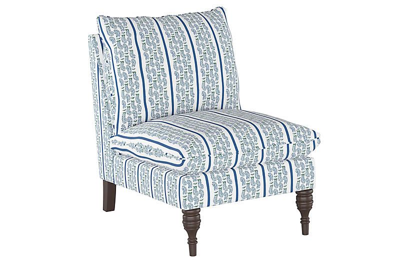 Agave Stripe Slipper Chair, Indigo | One Kings Lane