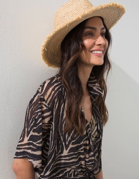 Vacay dreaming …. Love this #sunhat and #beach #coverup …! #vacationstyle #animalprint #beachootd #strawhat #styleover40 #styleover50 #agelessstyle 

#LTKunder100 #LTKtravel #LTKswim