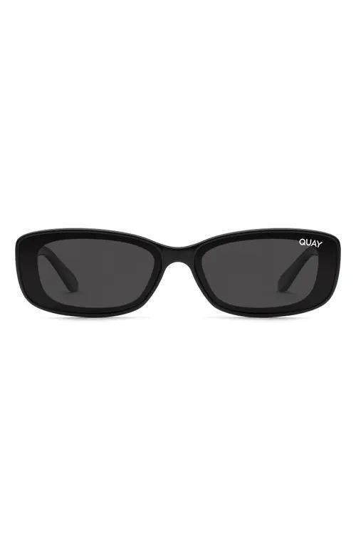 Quay Australia Vibe Check 35mm Polarized Small Square Sunglasses in Black/Black Polarized at Nordstrom | Nordstrom