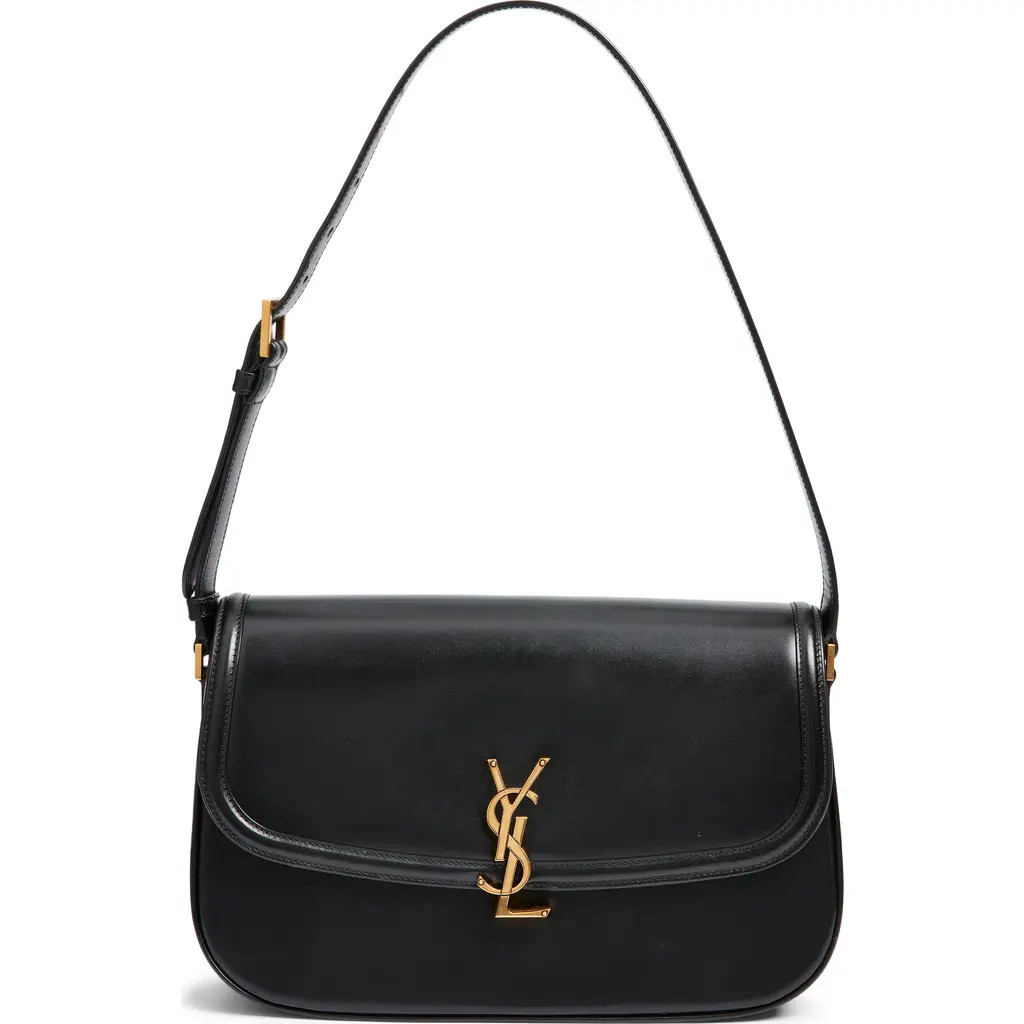 Saint Laurent Large Solferino Leather Shoulder Bag in Noir at Nordstrom | Nordstrom