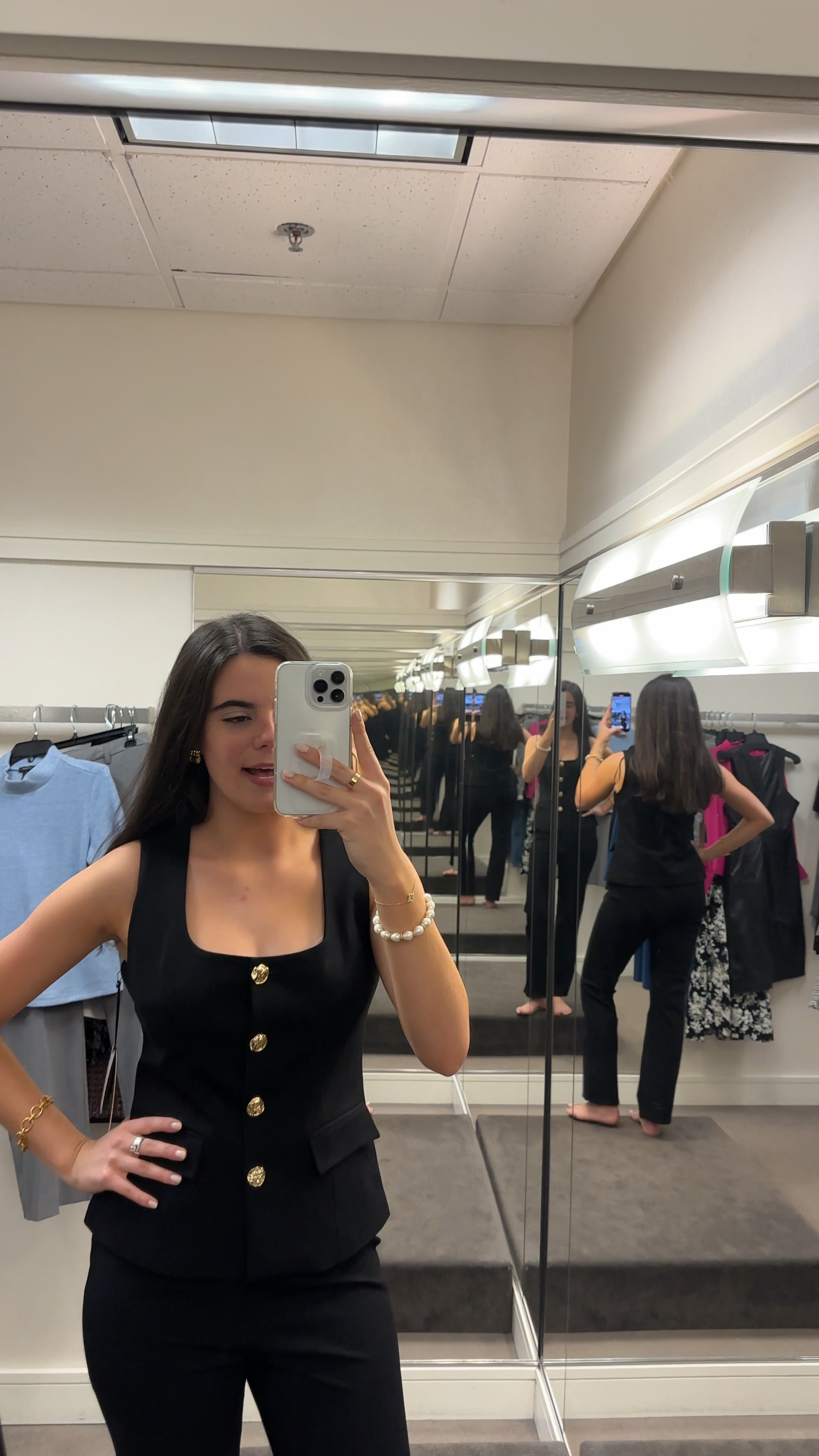 One piece vest & pants set! Such a great idea for this vest trend!