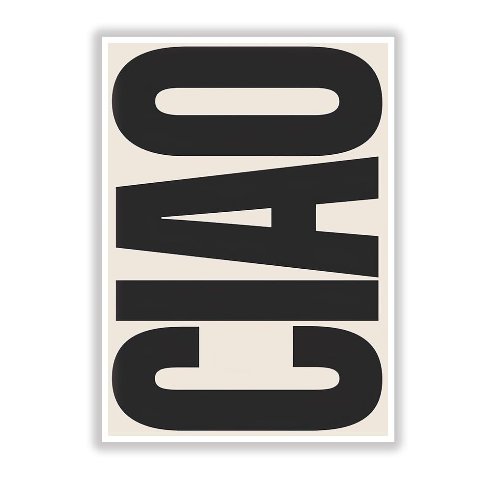 Black Ciao Print Typography Poster Trendy Wall Art Italian Retro Poster Neutral Art Gallery Wall ... | Amazon (US)