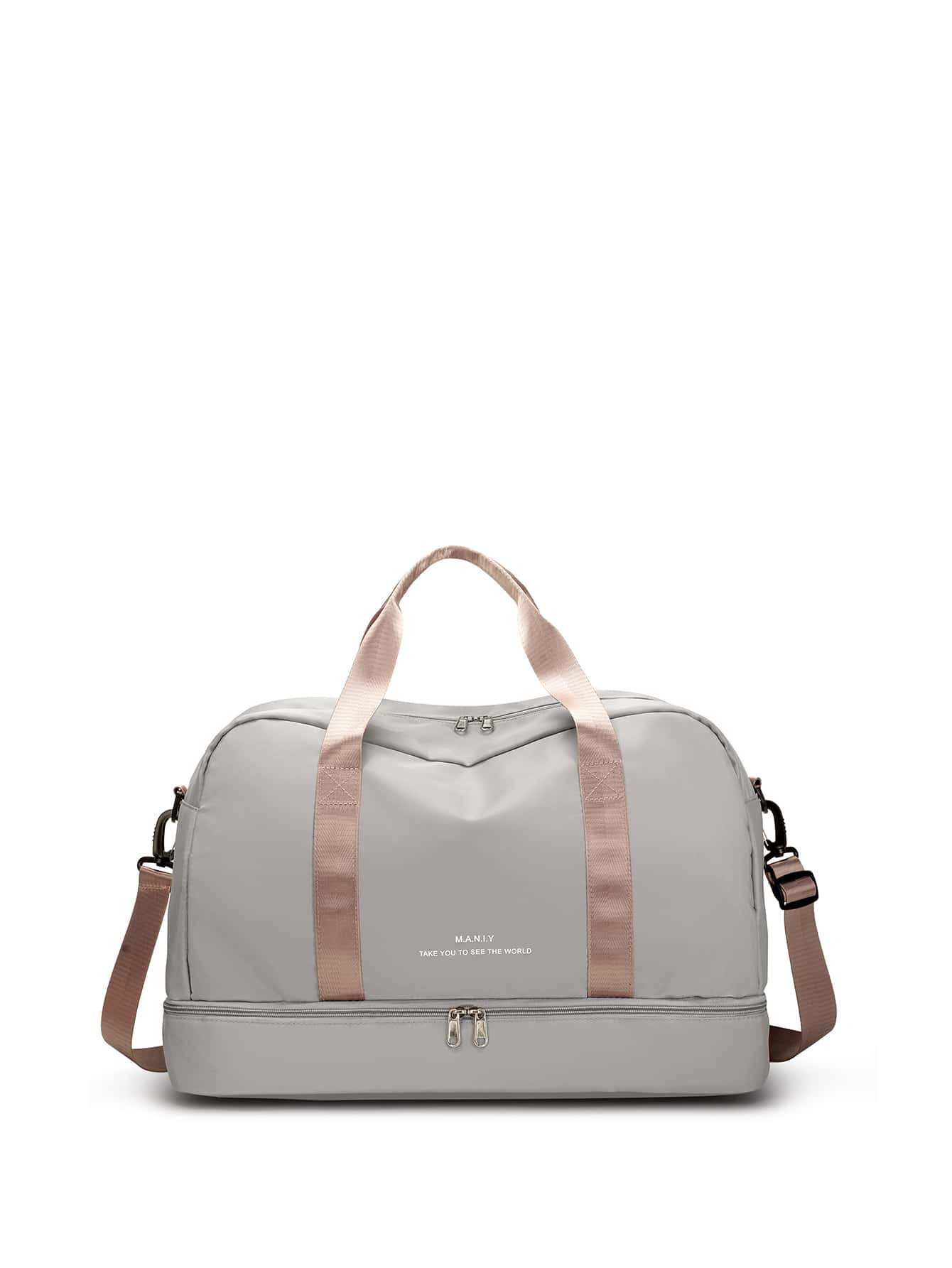 Slogan Graphic Double Handle Duffel Bag | SHEIN