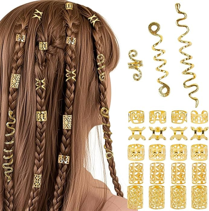 23pcs Gold Hair Accessories Dreadlock Hair Jewelry for Women Braids Gold Snake Hair Clips Hair Be... | Amazon (US)