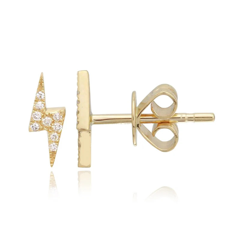 Mini Pave Lightning Bolt Stud | Alev Jewelry