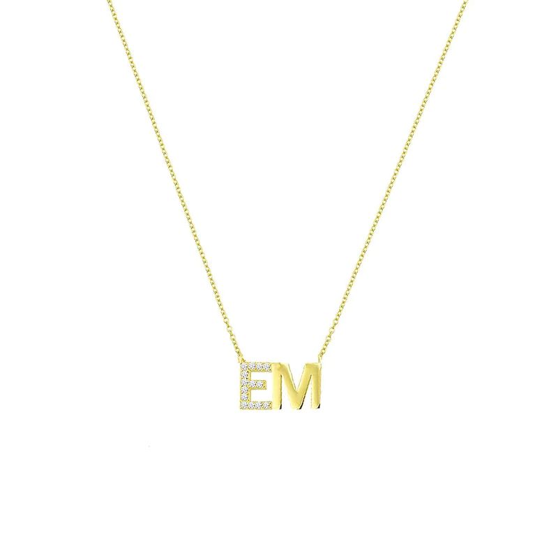 Custom Classic Initials Necklace with Crystal Detail | The Sis Kiss