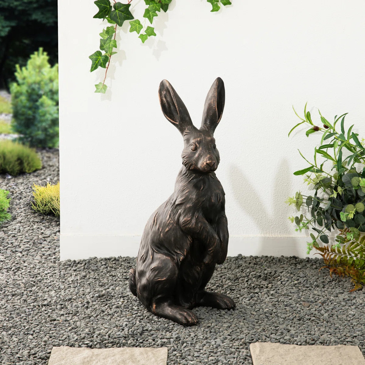 23''H MGO Bronze Standing Rabbit Statue | Wayfair North America
