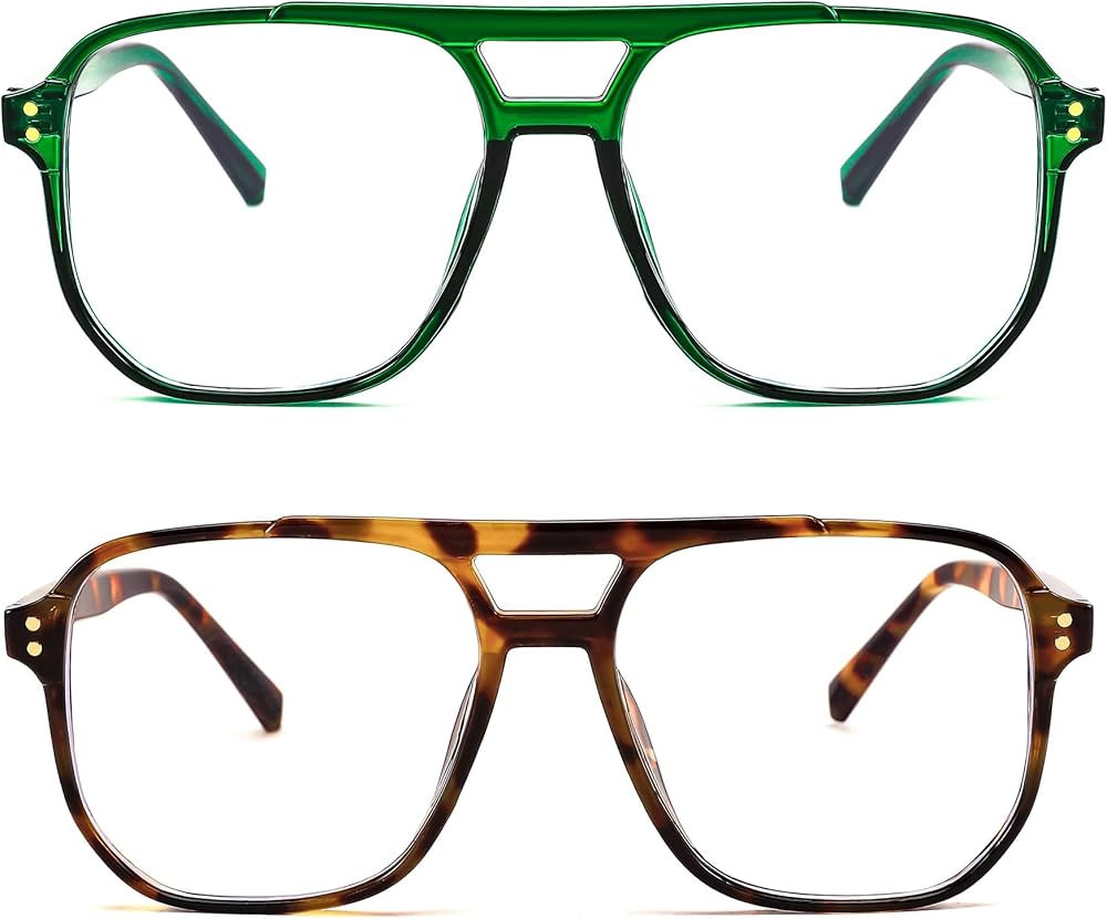 FEISEDY 2Pack Blue Light Blocking Glasses Fake Nerd Clear Square Computer Lightweight Pilot Glass... | Amazon (US)