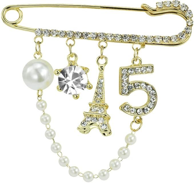 Mamfous Vintage Crown Number 5 Lapel Pins and Brooches for Women Rhinestone Jewelry with Simulate... | Amazon (US)