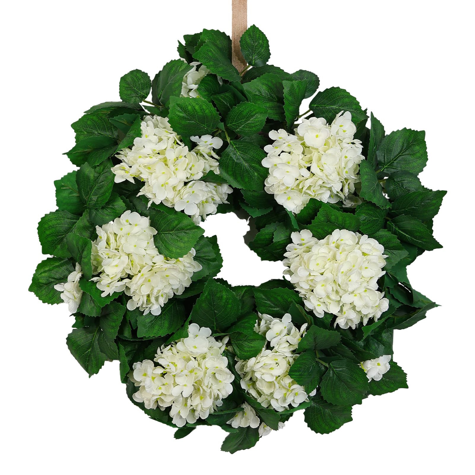 22" White Hydrangea Wreath for Front Door Decor – All-Season Farmhouse Greenery Wreath for Spri... | Amazon (US)