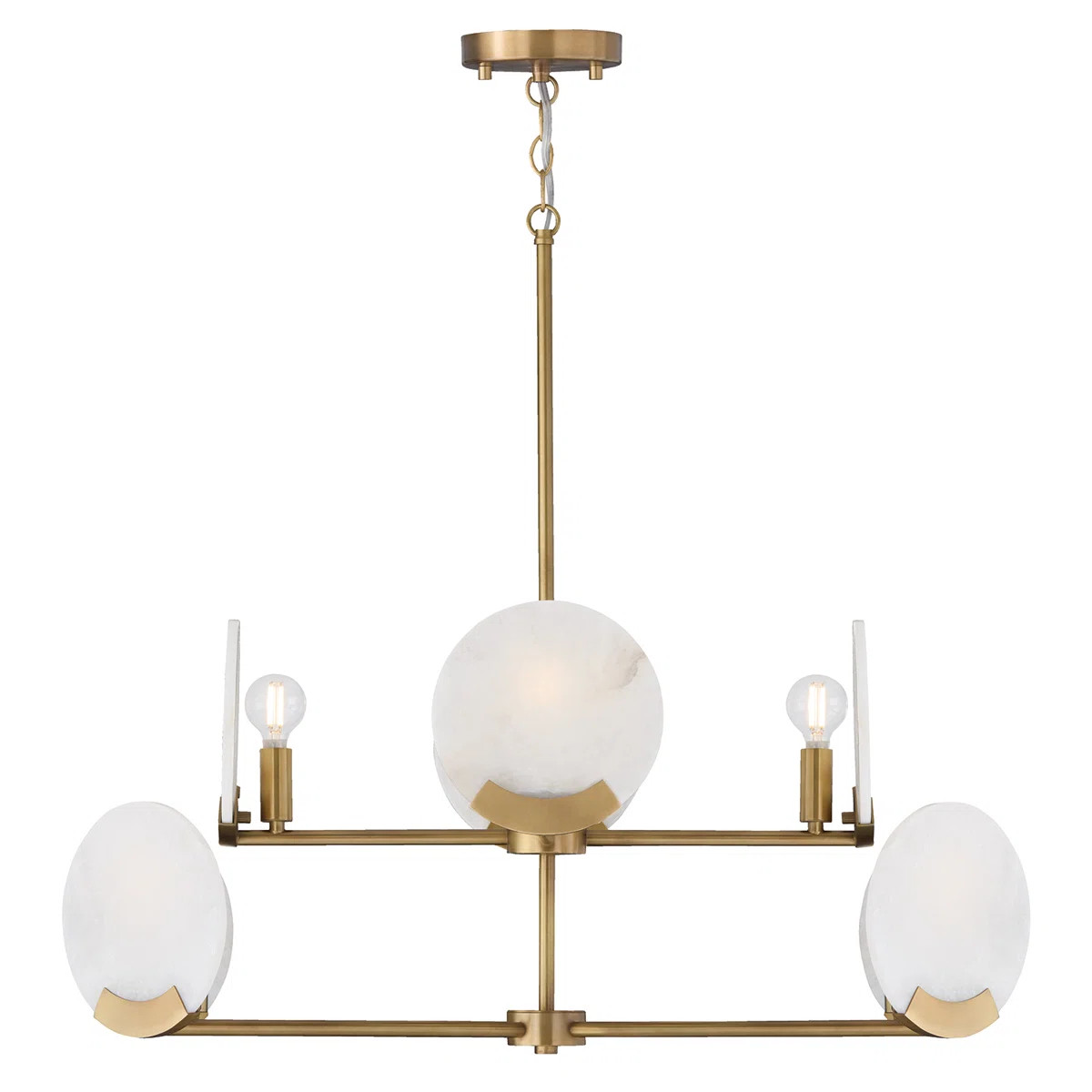 36" W x 13" H 8-Light Two-Tier Chandelier in Aged Brass with Natural Alabaster Stone | Wayfair North America