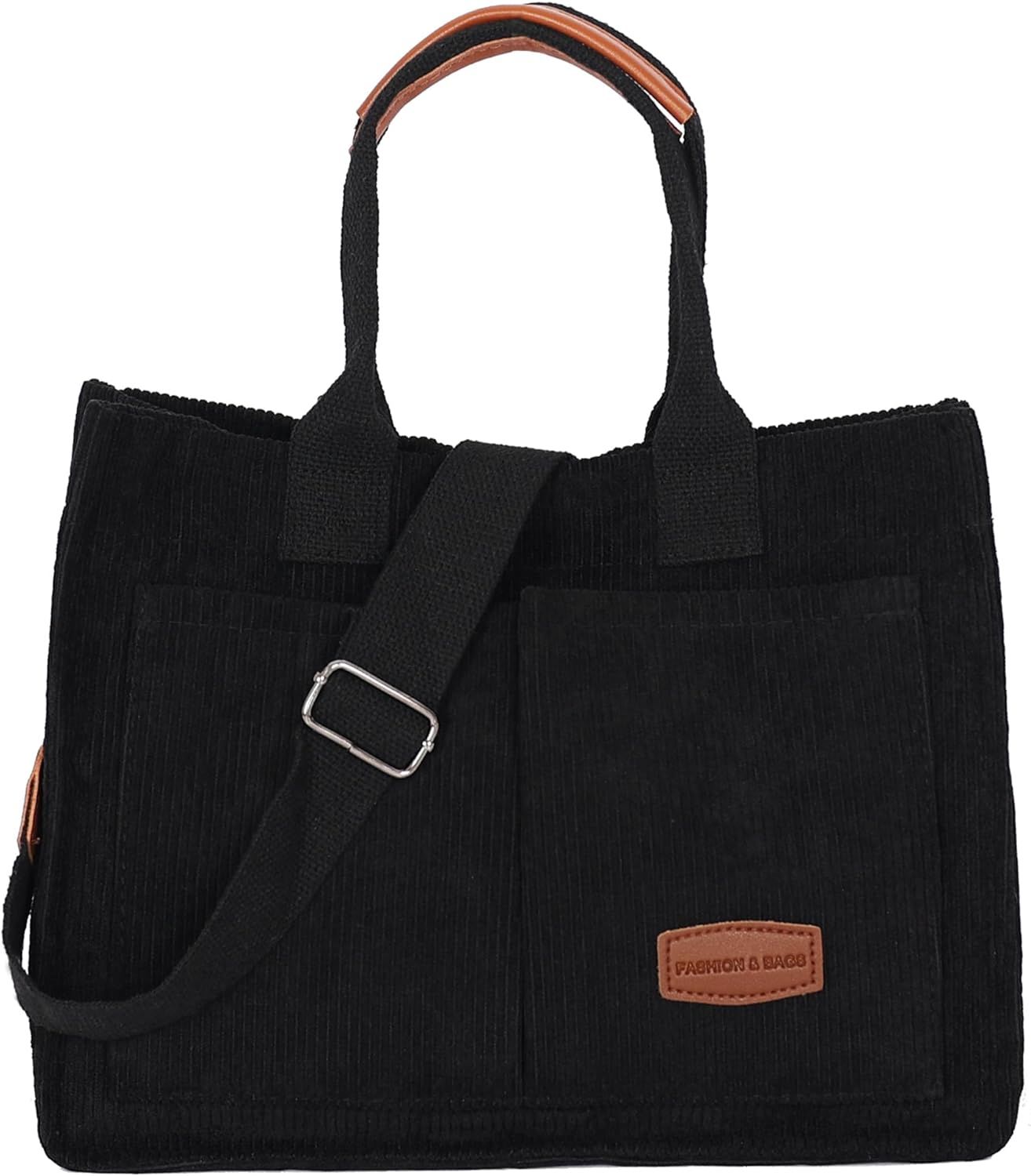 Womens Corduroy Tote Bag with Pockets Fall Winter Fashion Crossbody Bag Cute Handbag Charm Satche... | Amazon (US)